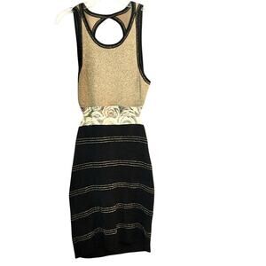 🔥 Sexy Black & Gold Sparkle Dress – Wow Couture Backless Bodycon